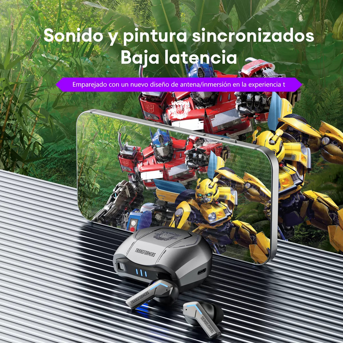 Audífonos Transformers Decepticons TF-T06 Grey 🎧 | Bluetooth 5.3 | Modo Dual | Sonido HIFI | Cancelación de Ruido | Conexión Estable